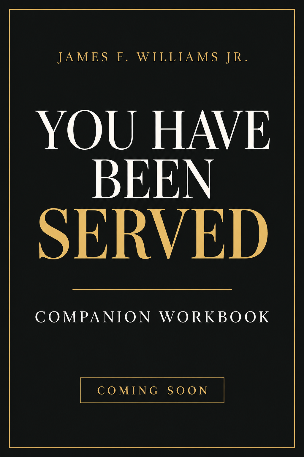 Temporary cover for the You Have Been Served companion workbook; coming soon